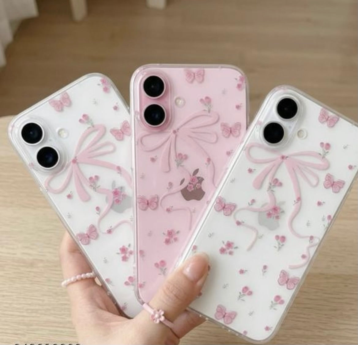 Pink Bow & Butterfly Clear Case for iPhone 16 | Cute Floral Aesthetic Phone Cover