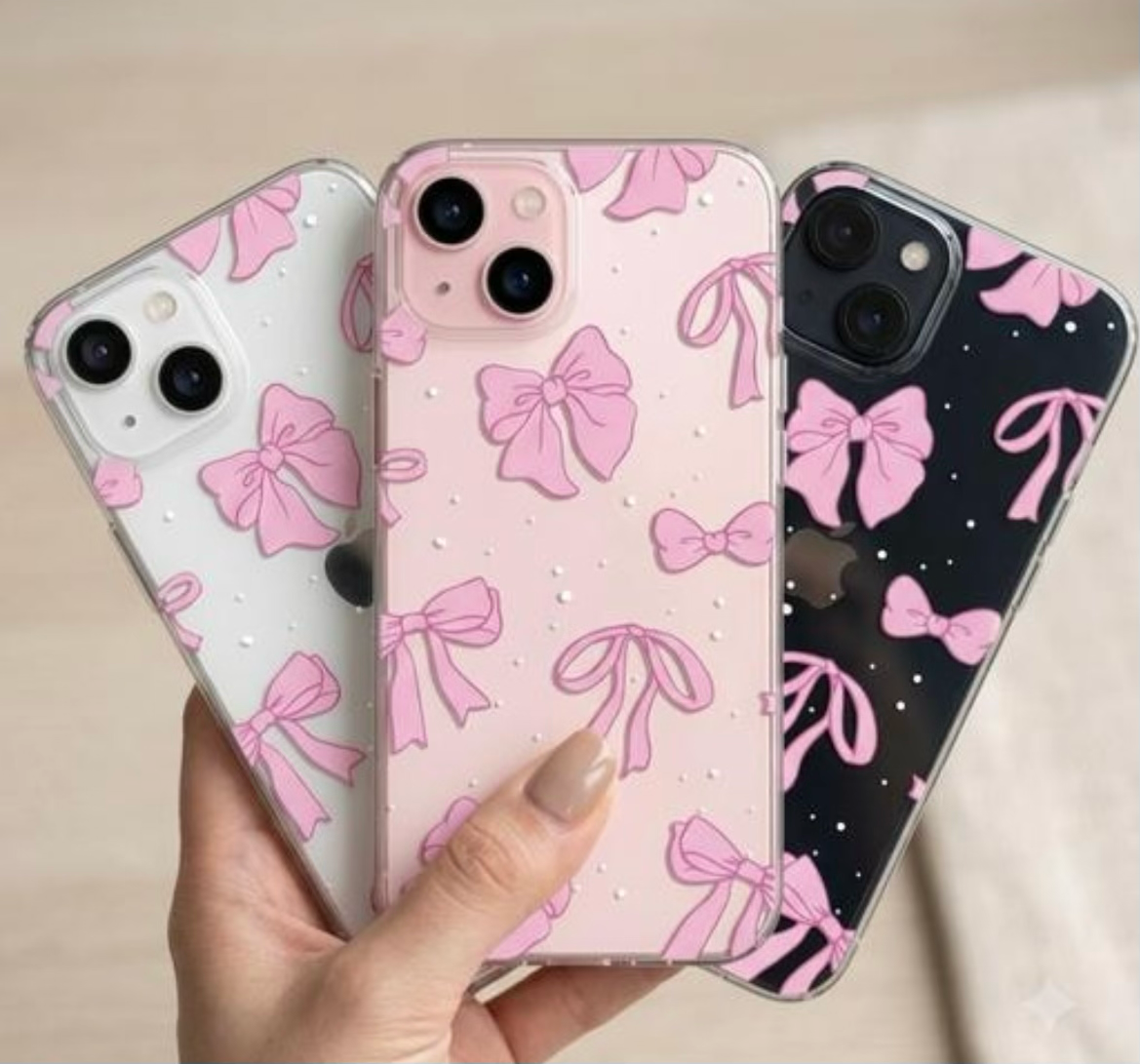 iPhone 15 Back Cover Pink Satin Pearl Aesthetic Glossy Printed Case…