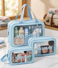 3pcs/Set Toiletry Bag, Waterproof Makeup Bag, Multi-Functional light blue