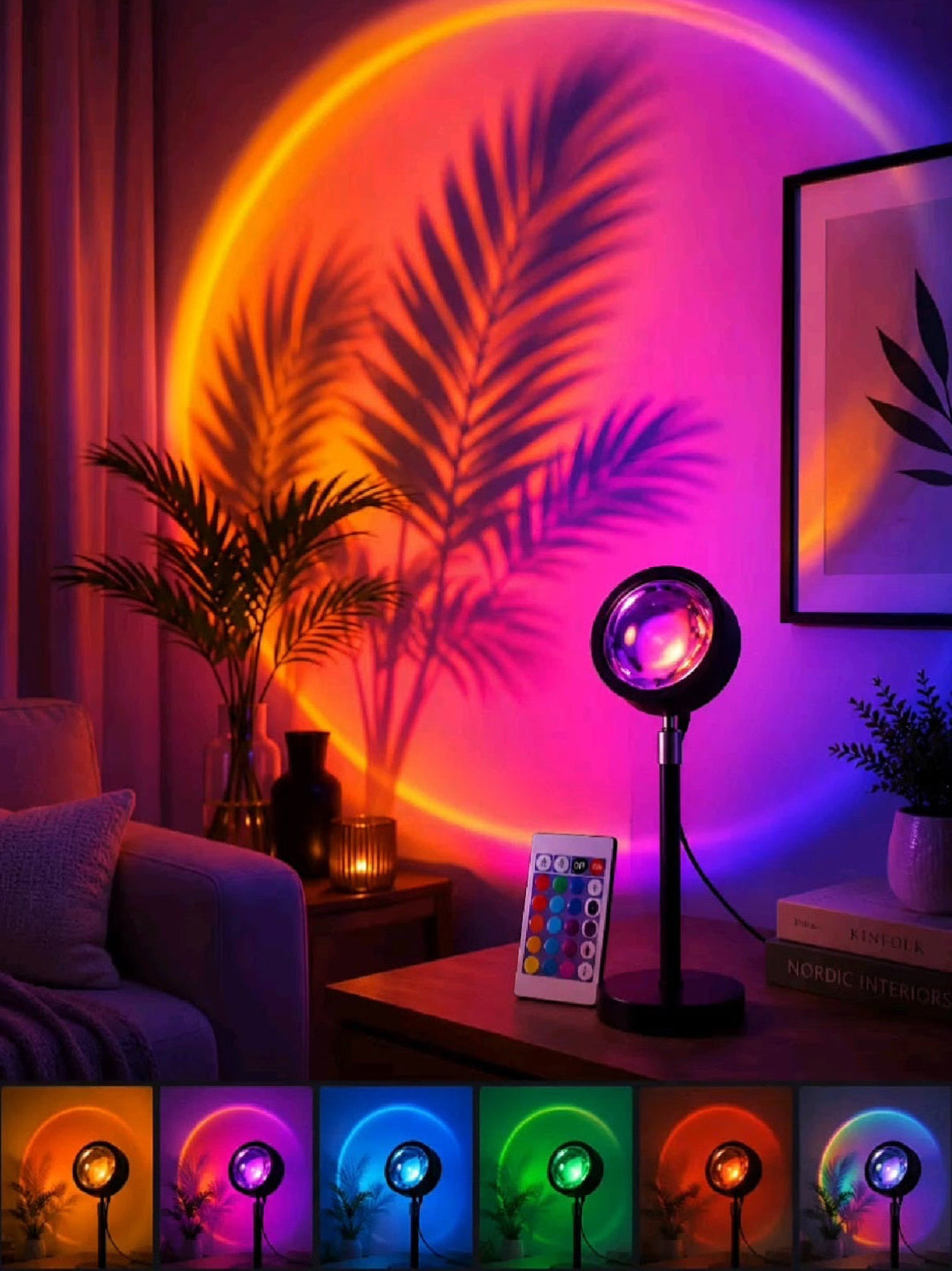 Sunset Lamp Projector 16 Color LED Light Desk Lamp Rainbow Night Light 360° Rotation Romantic