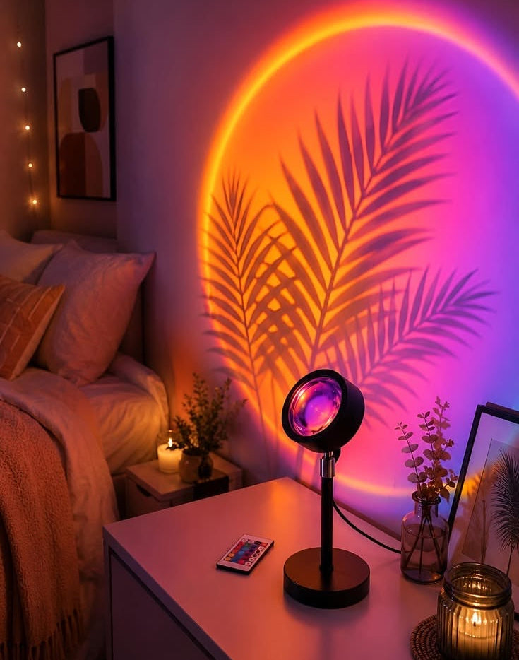 Sunset Lamp Projector 16 Color LED Light Desk Lamp Rainbow Night Light 360° Rotation Romantic