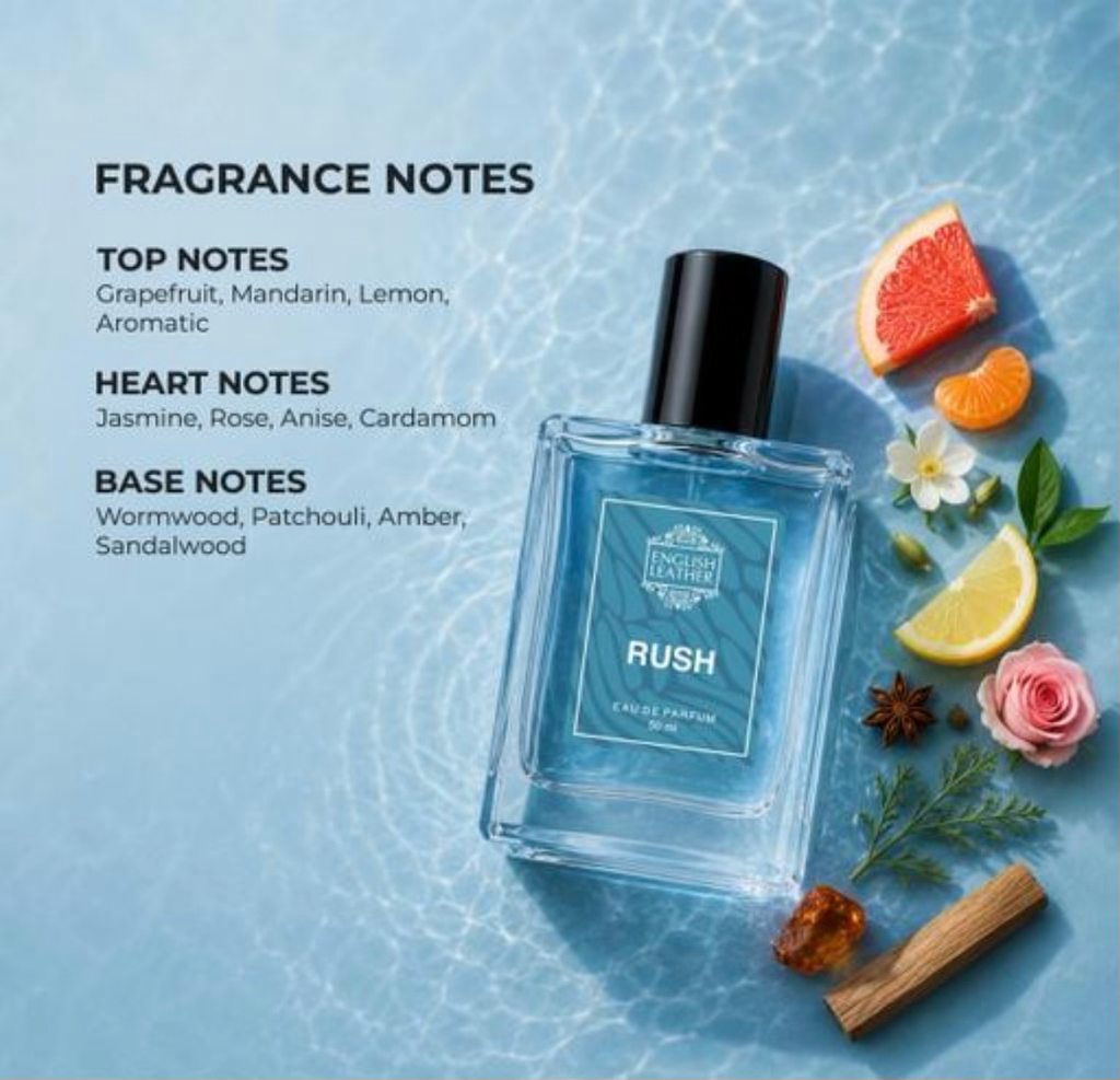 The English Leather Rush 50 ml premium, long-lasting eau de parfum