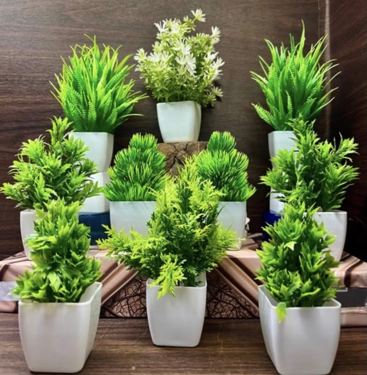Artificial Decorative Plants Set of 10 | Realistic Greenery for Home & Office Décor