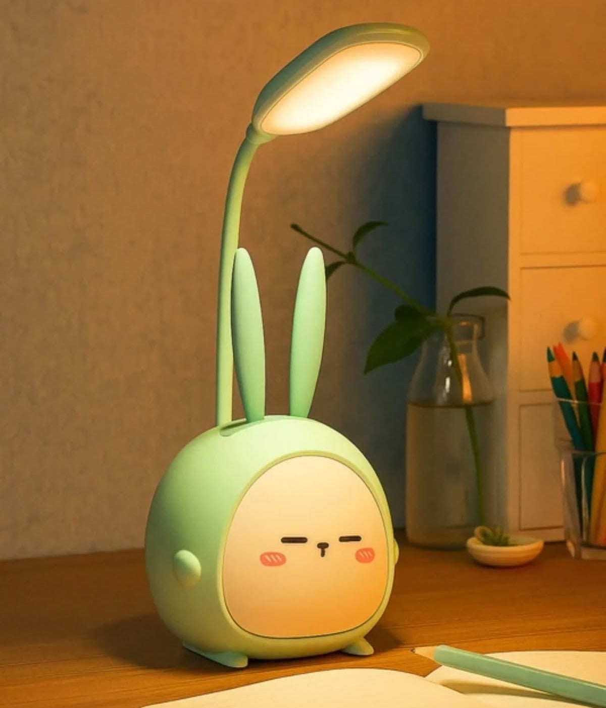 Cute Bunny Rechargeable USB LED Desk Lamp – Warm Light Study & Bedside Lamp