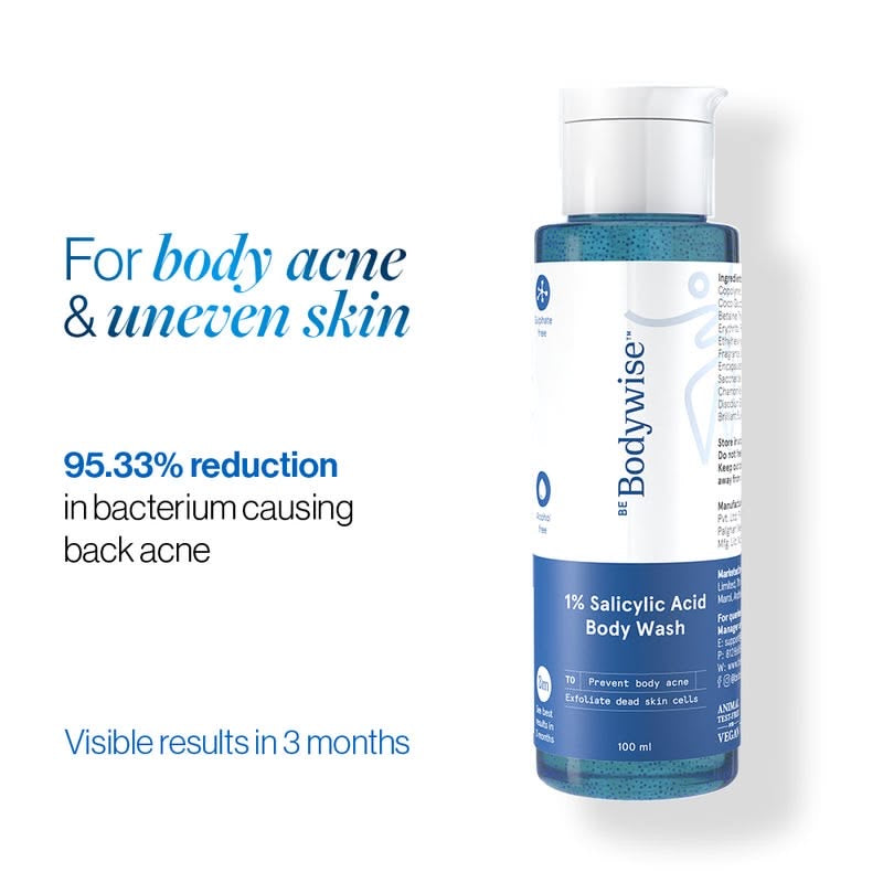 Be Bodywise 1% Salicylic Acid Body Wash 100ml  | Prevents Body Acne & Exfoliates Skin