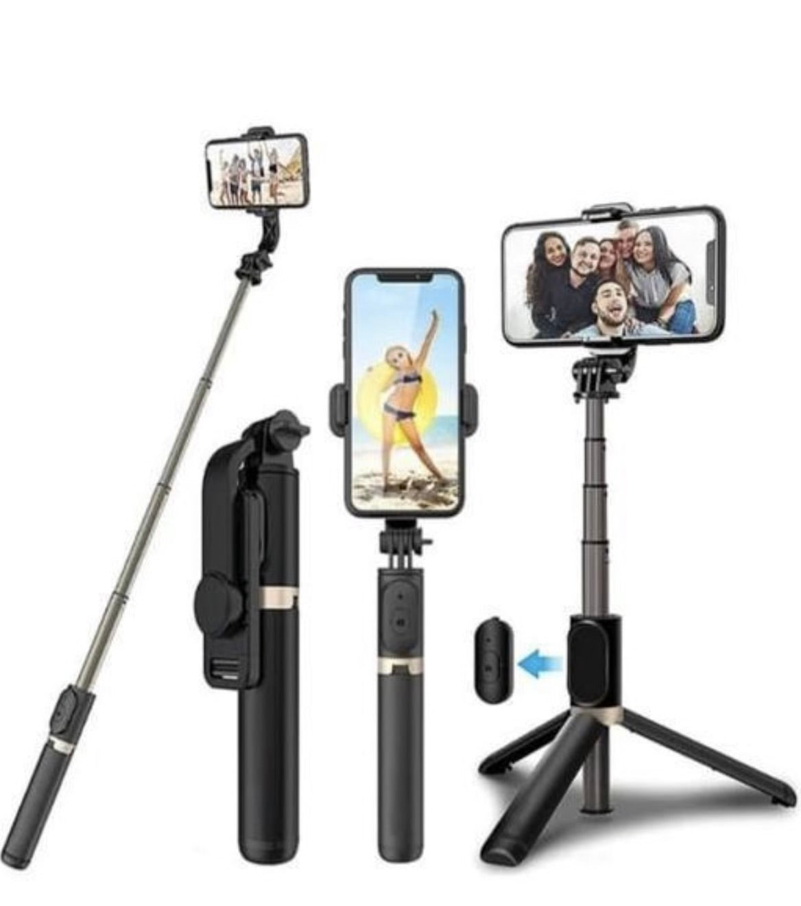 54cm Extendable 3 in 1 Selfie Stick Tripod with Bluetooth Remote Included
