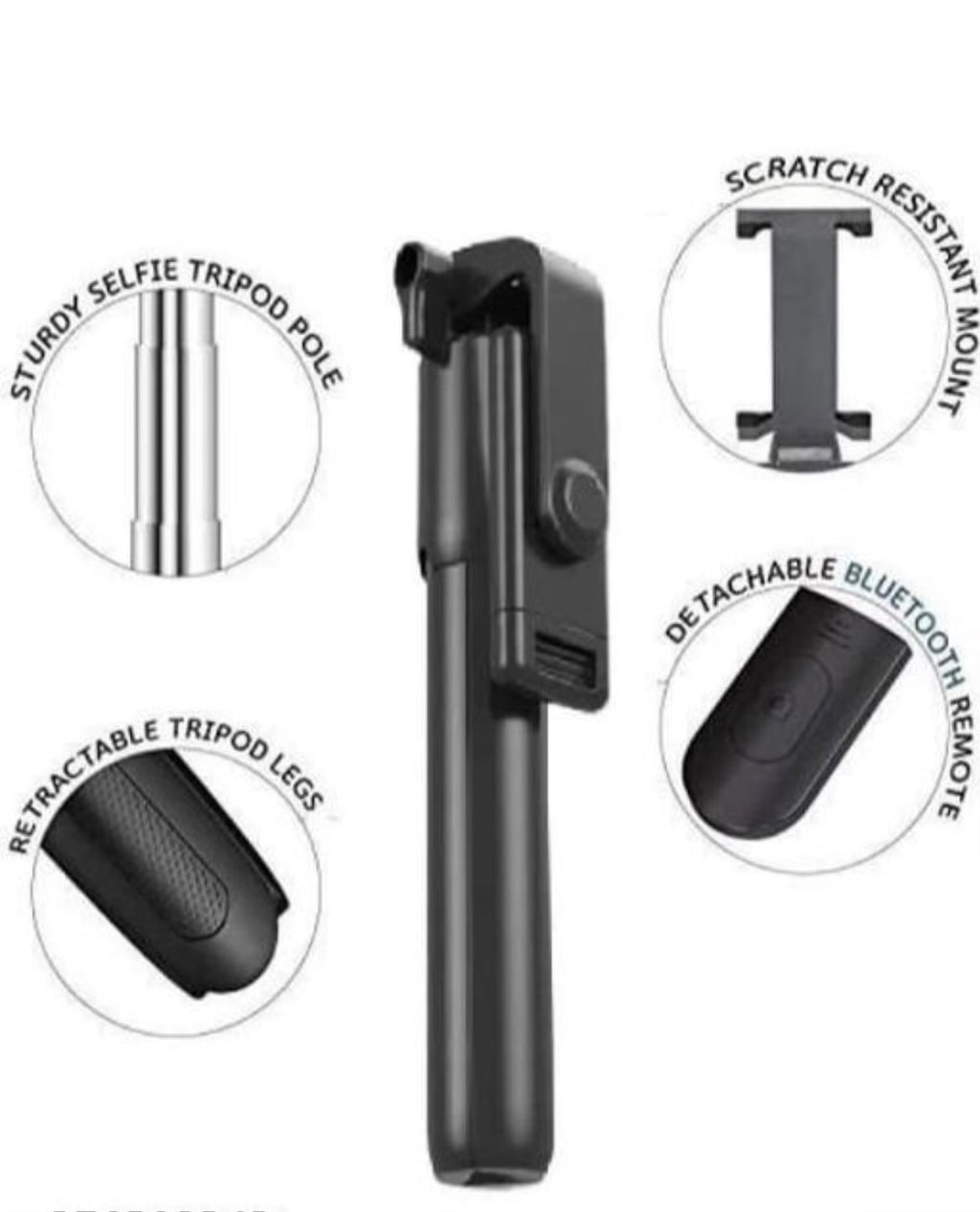 54cm Extendable 3 in 1 Selfie Stick Tripod with Bluetooth Remote Included