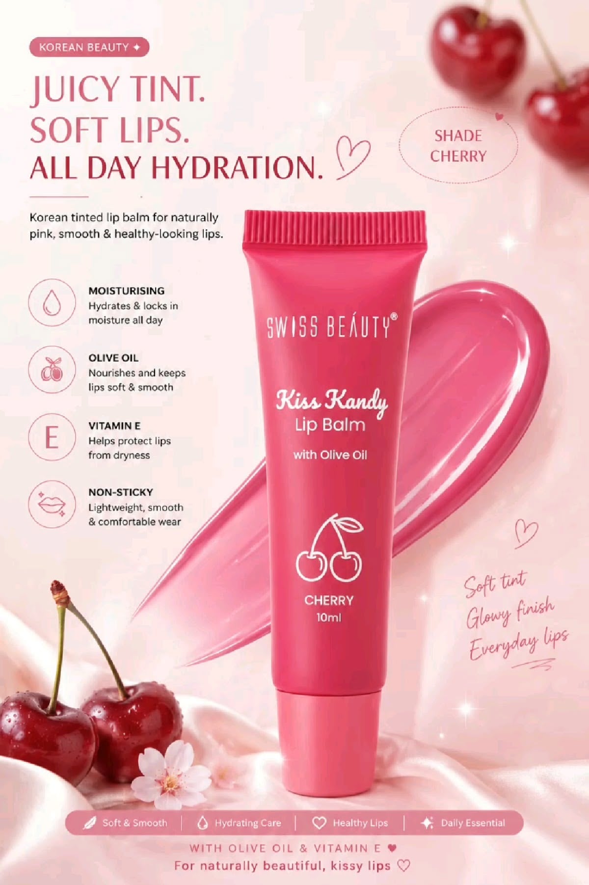 Swiss Beauty Kiss Kandy Lip Balm- (Cherry),10ml