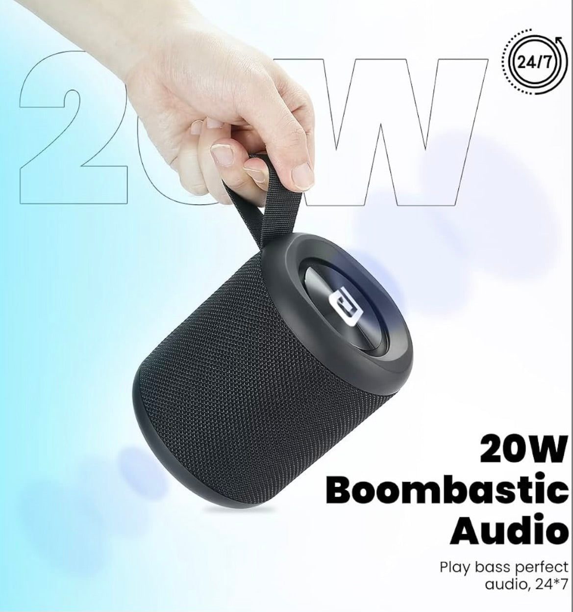 Portronics SoundDrum P 20W Portable Bluetooth Speaker with 6-7 hrs Playback Time, Handsfree Calling, USB Slot, Aux-in Port, Type C Charging (Black)