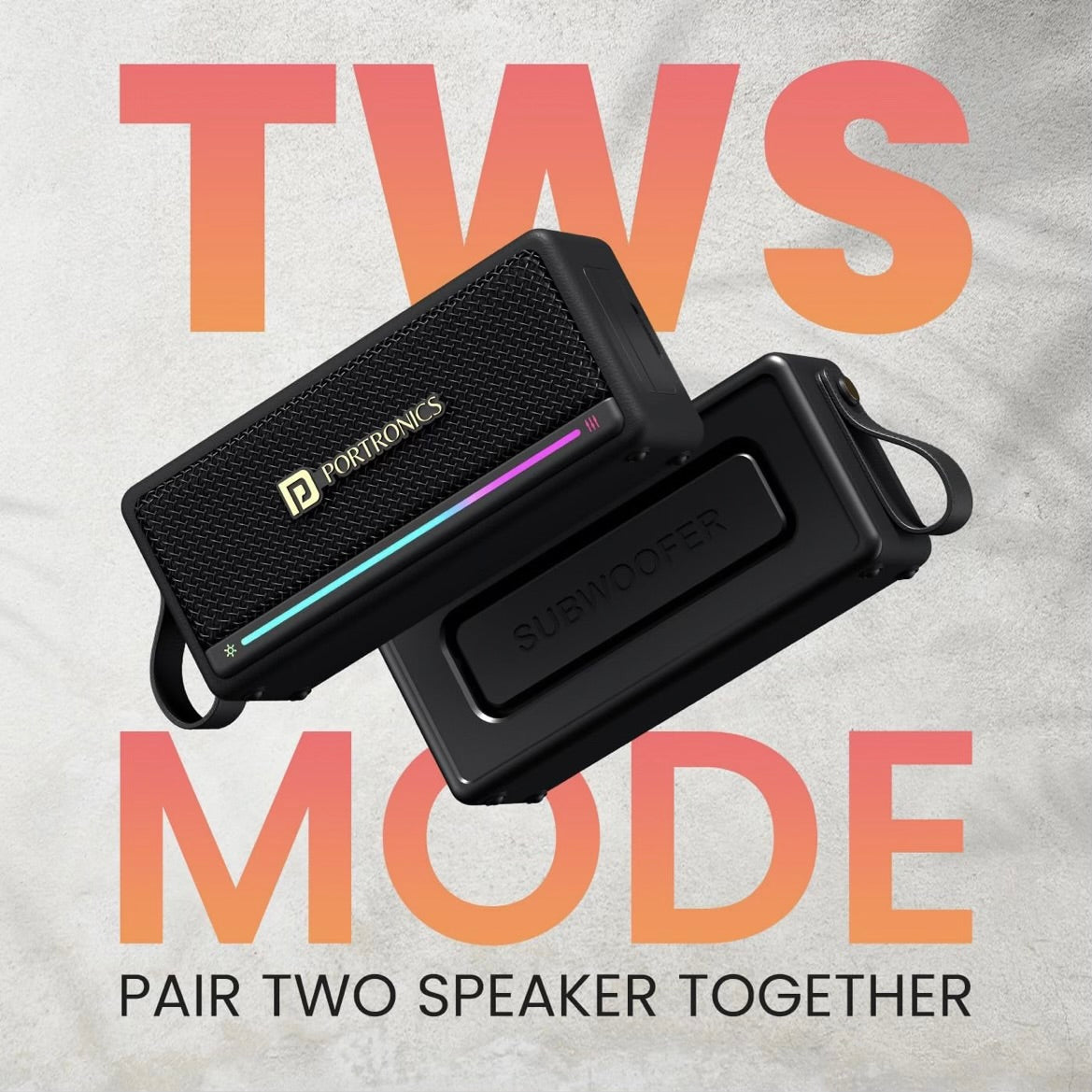 Portronics Harmony Mini 25W HD Premium Portable Bluetooth Speaker with Subwoofer, EQ Adjustment, 6 Hours Playtime, in-Built Mic,TWS Mode,RGB Lights, Bluetooth V5.3, Type C Fast Charging (Black)