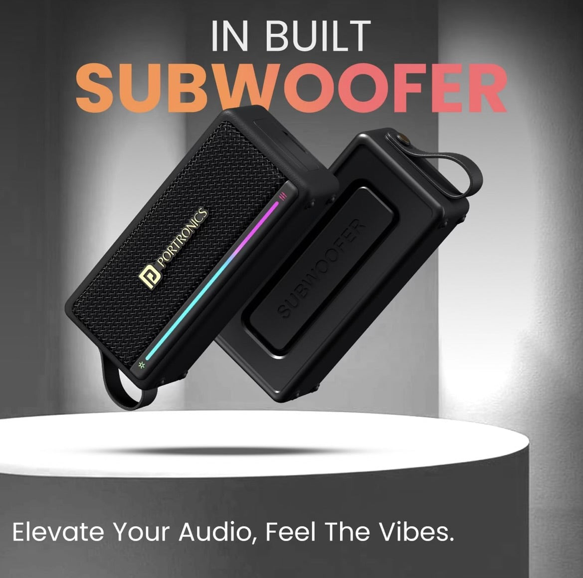Portronics Harmony Mini 25W HD Premium Portable Bluetooth Speaker with Subwoofer, EQ Adjustment, 6 Hours Playtime, in-Built Mic,TWS Mode,RGB Lights, Bluetooth V5.3, Type C Fast Charging (Black)