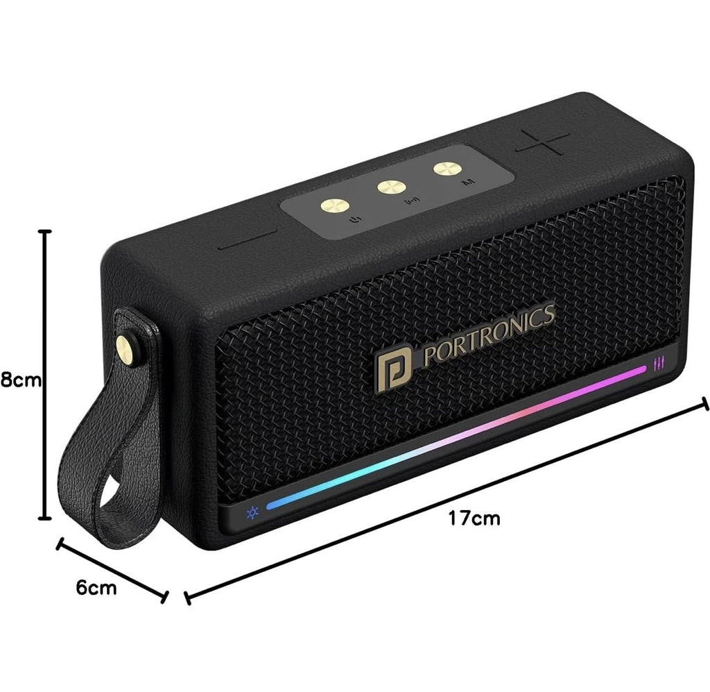 Portronics Harmony Mini 25W HD Premium Portable Bluetooth Speaker with Subwoofer, EQ Adjustment, 6 Hours Playtime, in-Built Mic,TWS Mode,RGB Lights, Bluetooth V5.3, Type C Fast Charging (Black)